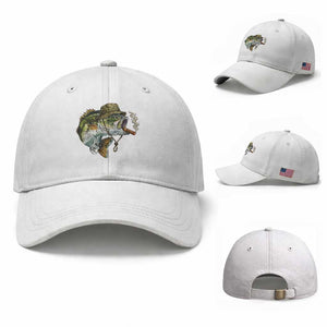 Funny Smoking Bass Fish Baseball Cap Bass Fishing Lover Graphic TS12 Baseball Cap Universal Fit White Print Your Wear