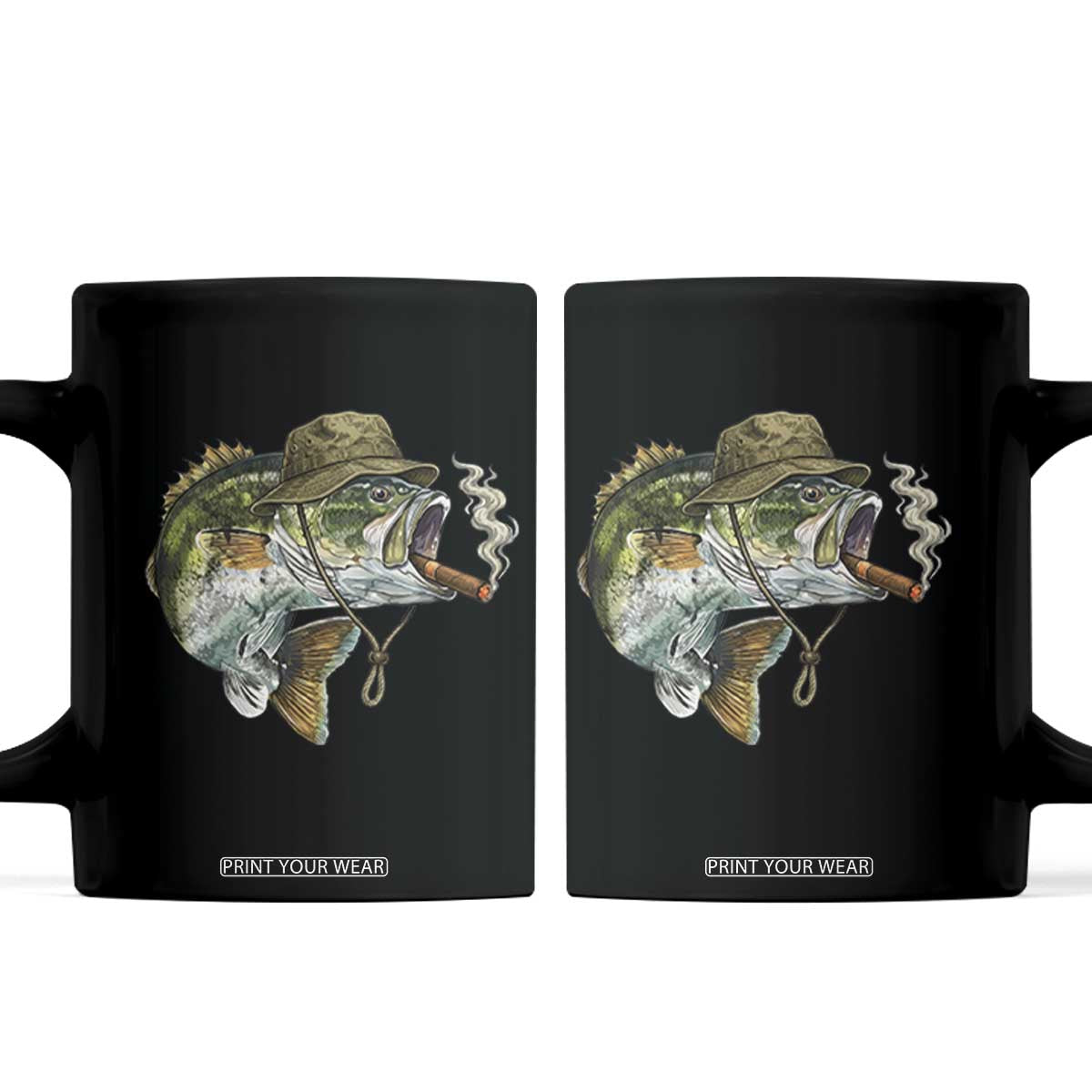 Funny Smoking Bass Fish Coffee Mug Bass Fishing Lover Graphic