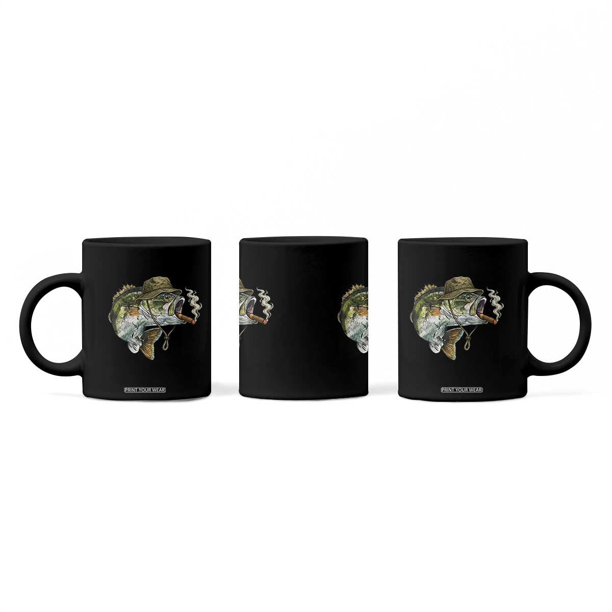 Funny Smoking Bass Fish Coffee Mug Bass Fishing Lover Graphic