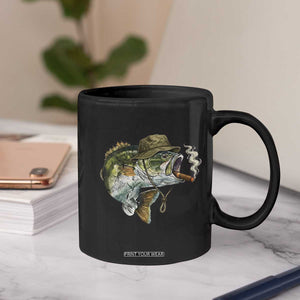 Funny Smoking Bass Fish Coffee Mug Bass Fishing Lover Graphic