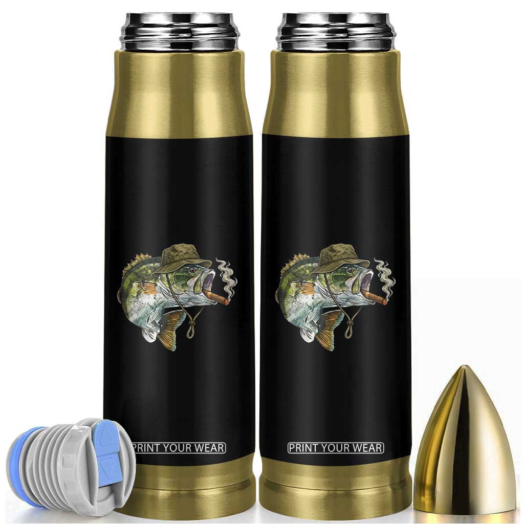 Funny Smoking Bass Fish Bullet Tumbler Bass Fishing Lover Graphic TS12 Black Print Your Wear
