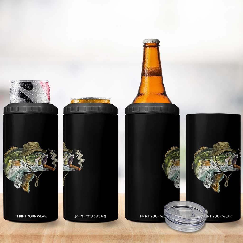 Funny Smoking Bass Fish 4 in 1 Can Cooler Tumbler Bass Fishing Lover Graphic TS12 Print Your Wear
