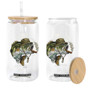 Funny Smoking Bass Fish Glass Can Bass Fishing Lover Graphic