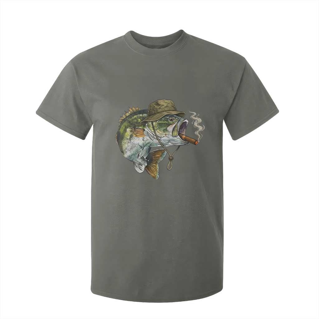 Funny Smoking Bass Fish T Shirt For Kid Bass Fishing Lover Graphic