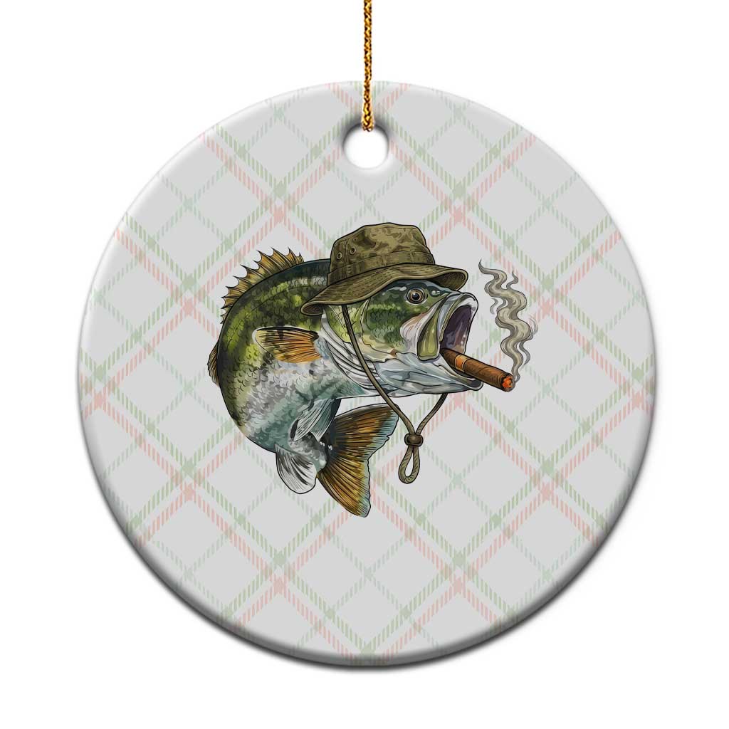 Funny Smoking Bass Fish Ceramic Ornament Bass Fishing Lover Graphic