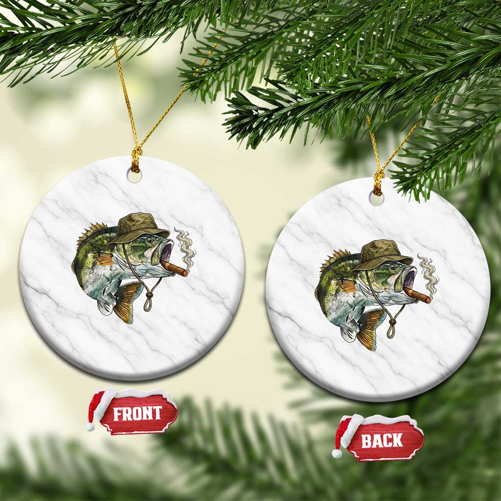 Funny Smoking Bass Fish Ceramic Ornament Bass Fishing Lover Graphic TS12 1pc White Marble Print Your Wear