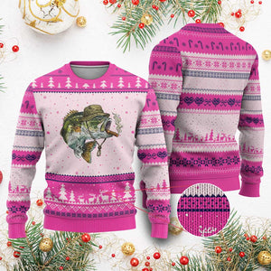 Funny Smoking Bass Fish Ugly Christmas Sweater Bass Fishing Lover Graphic