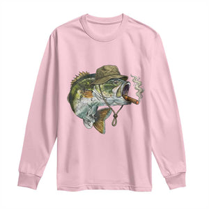 Funny Smoking Bass Fish Long Sleeve Shirt Bass Fishing Lover Graphic