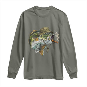 Funny Smoking Bass Fish Long Sleeve Shirt Bass Fishing Lover Graphic