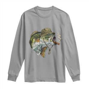 Funny Smoking Bass Fish Long Sleeve Shirt Bass Fishing Lover Graphic