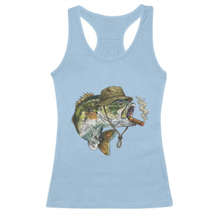 Funny Smoking Bass Fish Racerback Tank Top Bass Fishing Lover Graphic