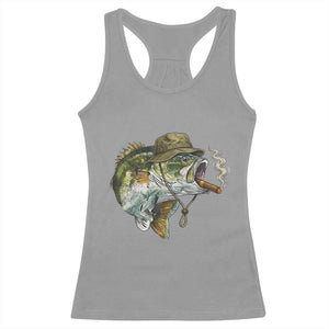 Funny Smoking Bass Fish Racerback Tank Top Bass Fishing Lover Graphic