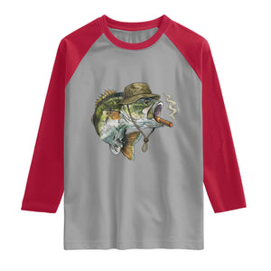 Funny Smoking Bass Fish Raglan Shirt Bass Fishing Lover Graphic