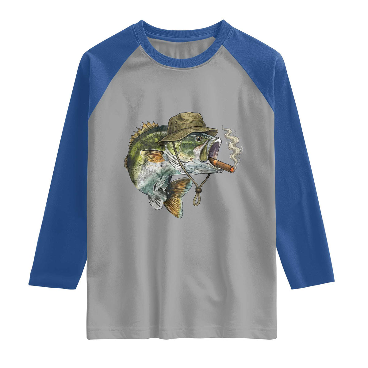 Funny Smoking Bass Fish Raglan Shirt Bass Fishing Lover Graphic