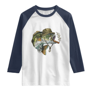 Funny Smoking Bass Fish Raglan Shirt Bass Fishing Lover Graphic