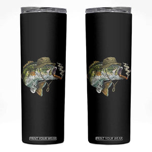 Funny Smoking Bass Fish Skinny Tumbler Bass Fishing Lover Graphic TS12 Black Print Your Wear