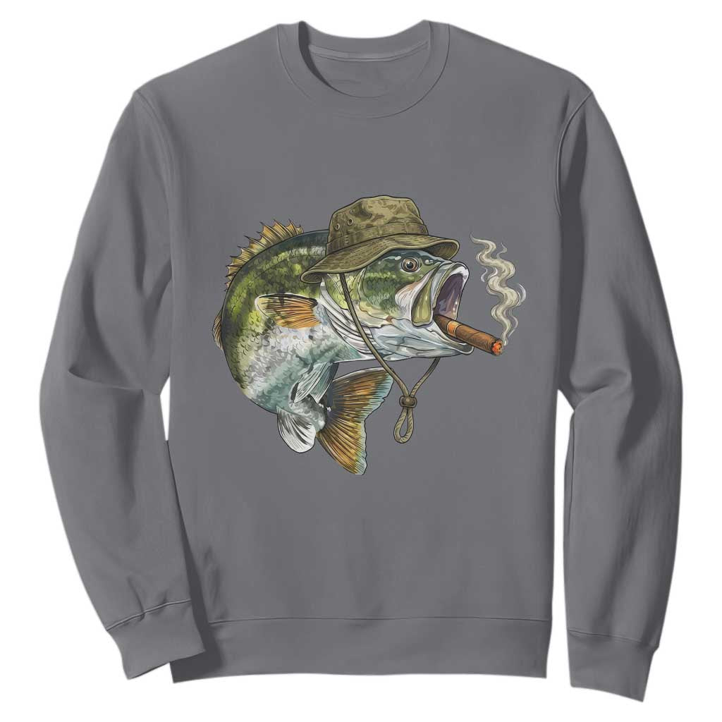 Funny Smoking Bass Fish Sweatshirt Bass Fishing Lover Graphic