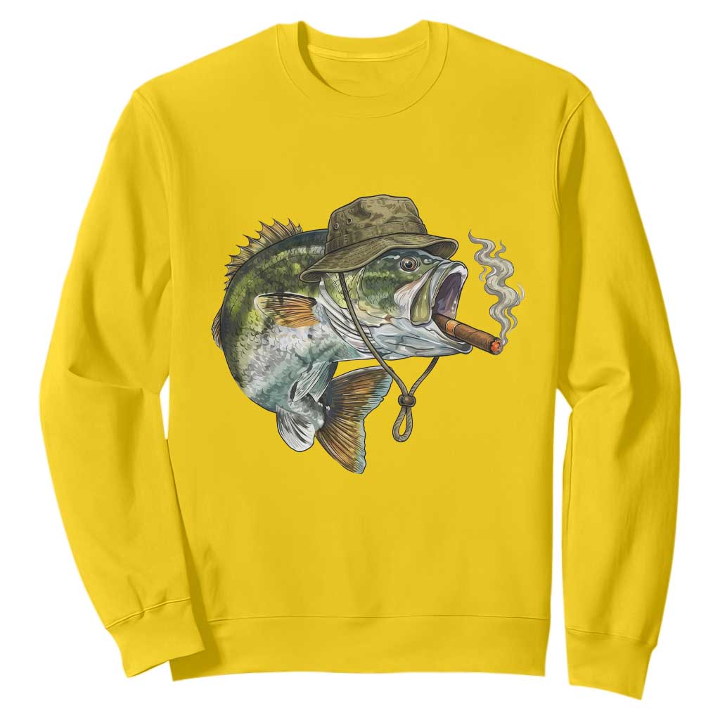Funny Smoking Bass Fish Sweatshirt Bass Fishing Lover Graphic