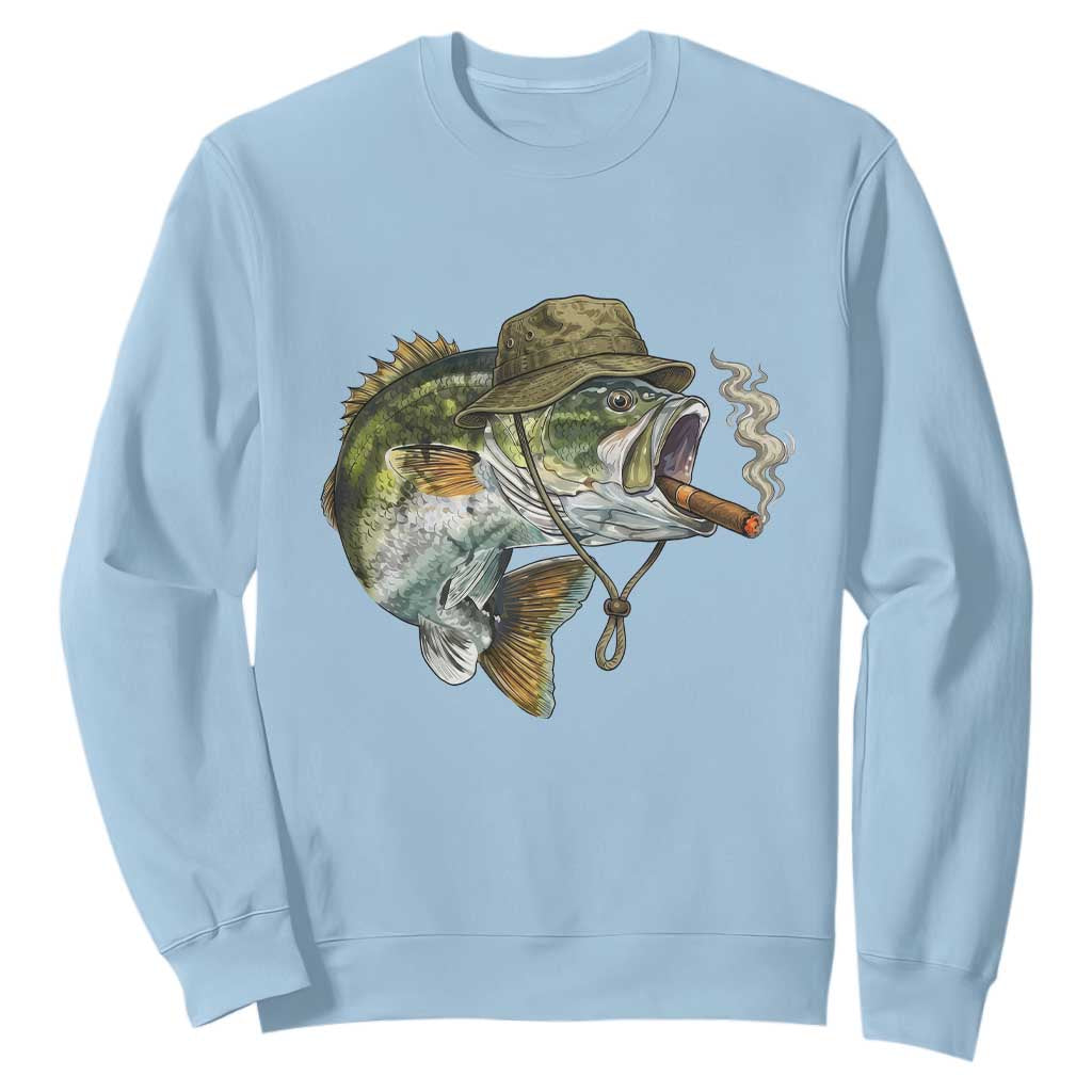 Funny Smoking Bass Fish Sweatshirt Bass Fishing Lover Graphic