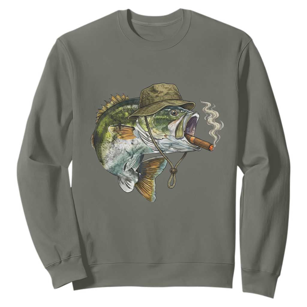 Funny Smoking Bass Fish Sweatshirt Bass Fishing Lover Graphic