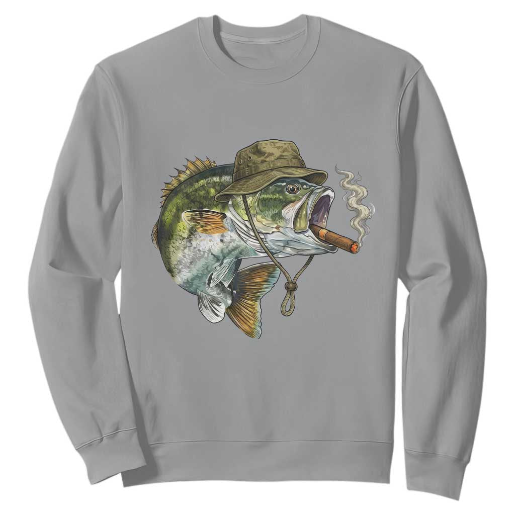 Funny Smoking Bass Fish Sweatshirt Bass Fishing Lover Graphic