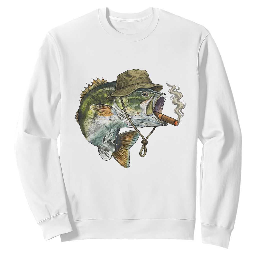 Funny Smoking Bass Fish Sweatshirt Bass Fishing Lover Graphic