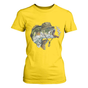 Funny Smoking Bass Fish T Shirt For Women Bass Fishing Lover Graphic