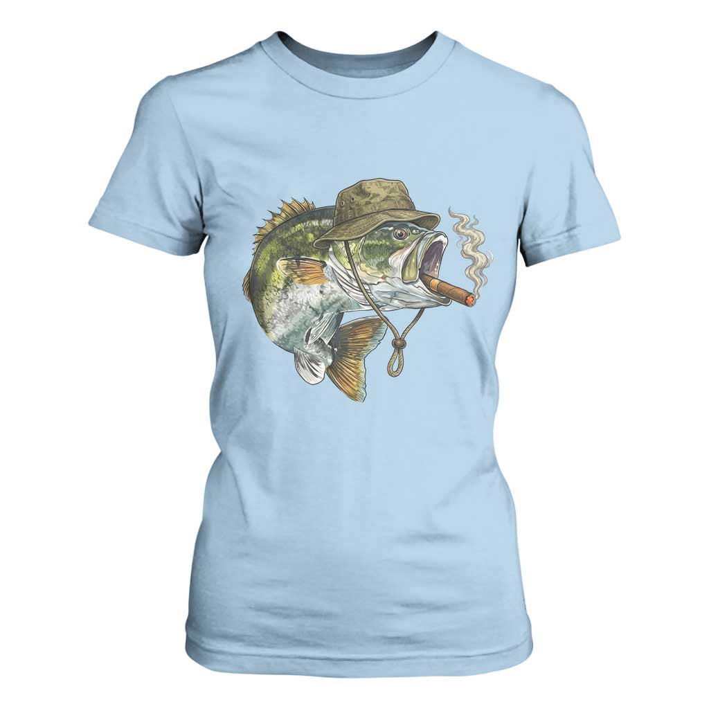 Funny Smoking Bass Fish T Shirt For Women Bass Fishing Lover Graphic