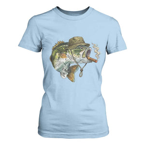 Funny Smoking Bass Fish T Shirt For Women Bass Fishing Lover Graphic