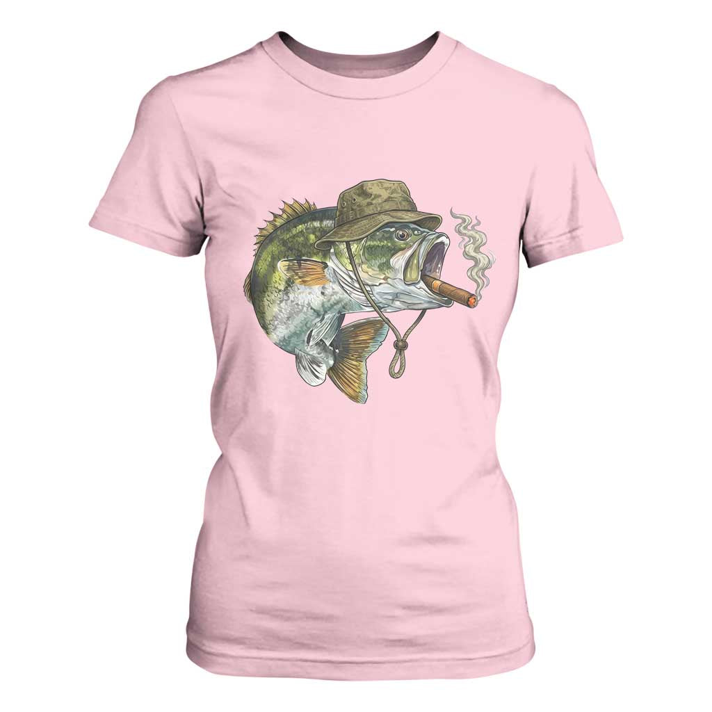 Funny Smoking Bass Fish T Shirt For Women Bass Fishing Lover Graphic