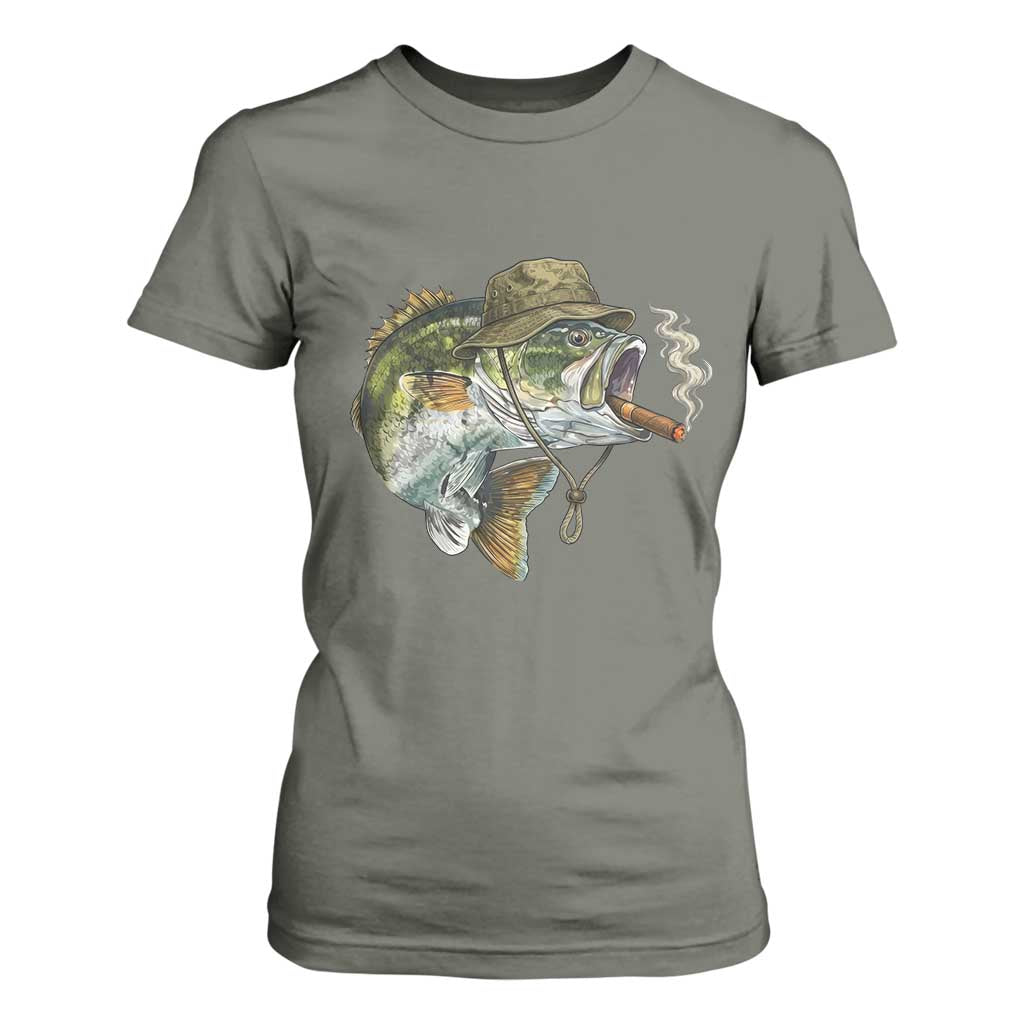 Funny Smoking Bass Fish T Shirt For Women Bass Fishing Lover Graphic