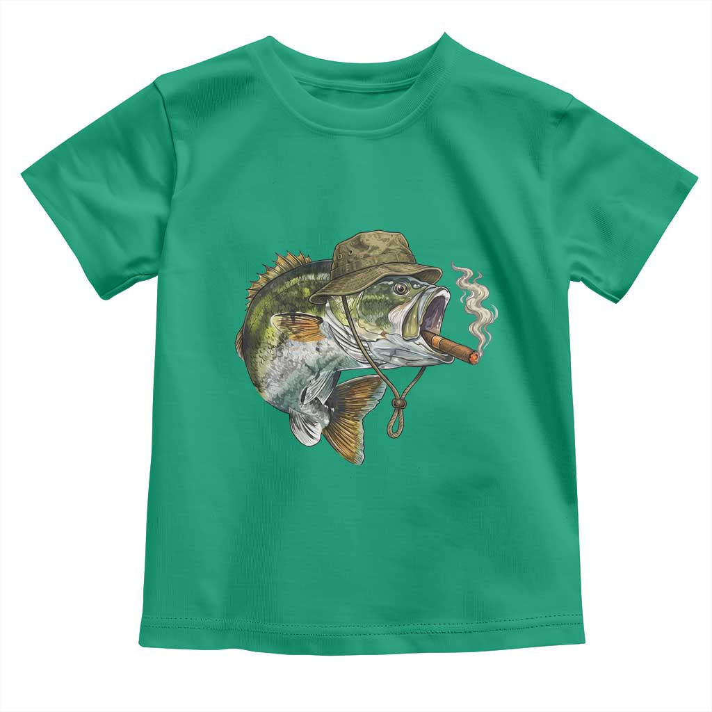 Funny Smoking Bass Fish Toddler T Shirt Bass Fishing Lover Graphic TS12 Irish Green Print Your Wear