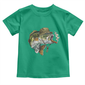Funny Smoking Bass Fish Toddler T Shirt Bass Fishing Lover Graphic TS12 Irish Green Print Your Wear