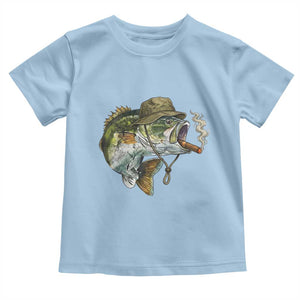 Funny Smoking Bass Fish Toddler T Shirt Bass Fishing Lover Graphic TS12 Light Blue Print Your Wear