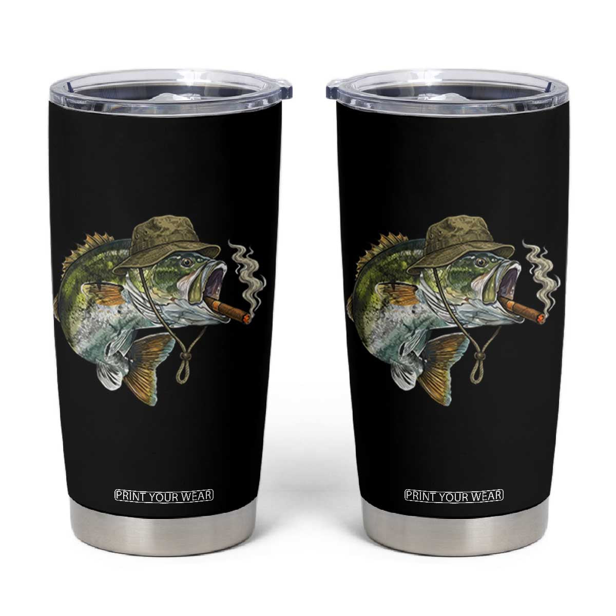 Funny Smoking Bass Fish Tumbler Cup Bass Fishing Lover Graphic