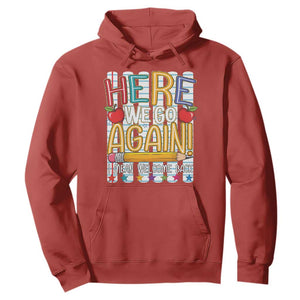 Funny Striped Teacher Back To School Hoodie Here We Go Again Welcome Back