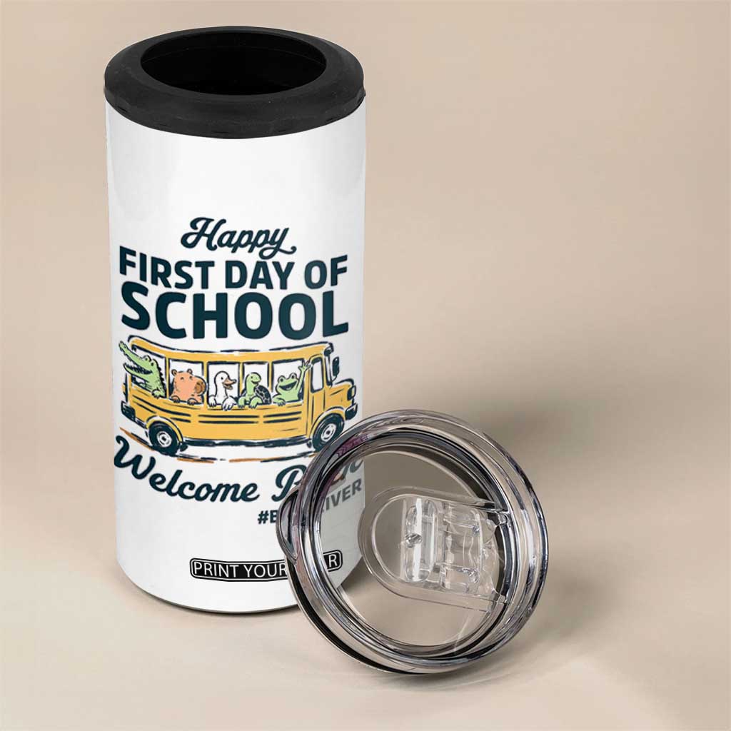 School Bus Driver Gift 4 in 1 Can Cooler Tumbler Happy First Day Of School