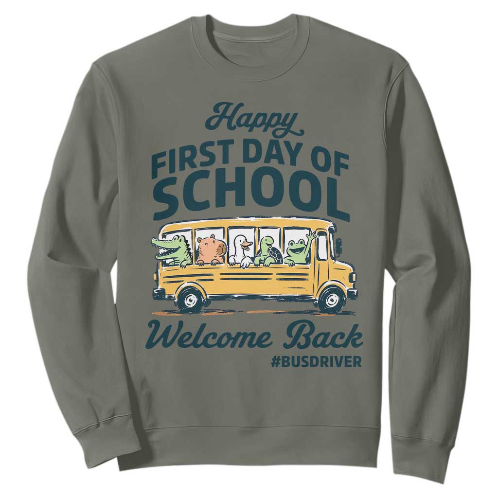 School Bus Driver Gift Sweatshirt Happy First Day Of School