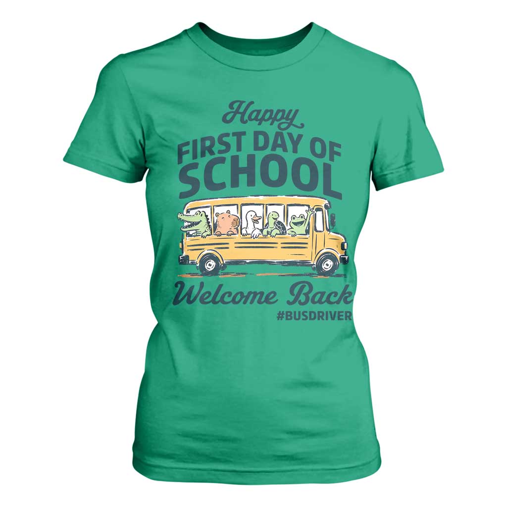 School Bus Driver Gift T Shirt For Women Happy First Day Of School