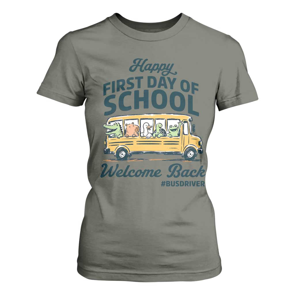 School Bus Driver Gift T Shirt For Women Happy First Day Of School