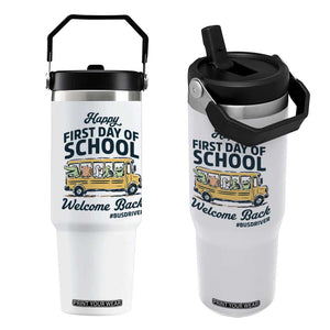 School Bus Driver Gift Flip Straw Tumbler Happy First Day Of School TS12 One Size: 30 oz White Print Your Wear