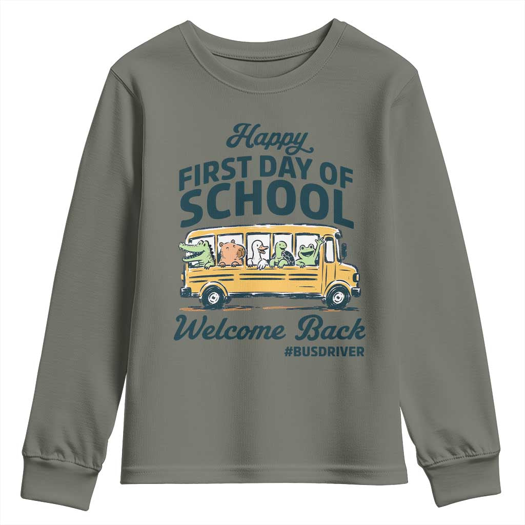 School Bus Driver Gift Youth Sweatshirt Happy First Day Of School