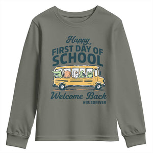 School Bus Driver Gift Youth Sweatshirt Happy First Day Of School