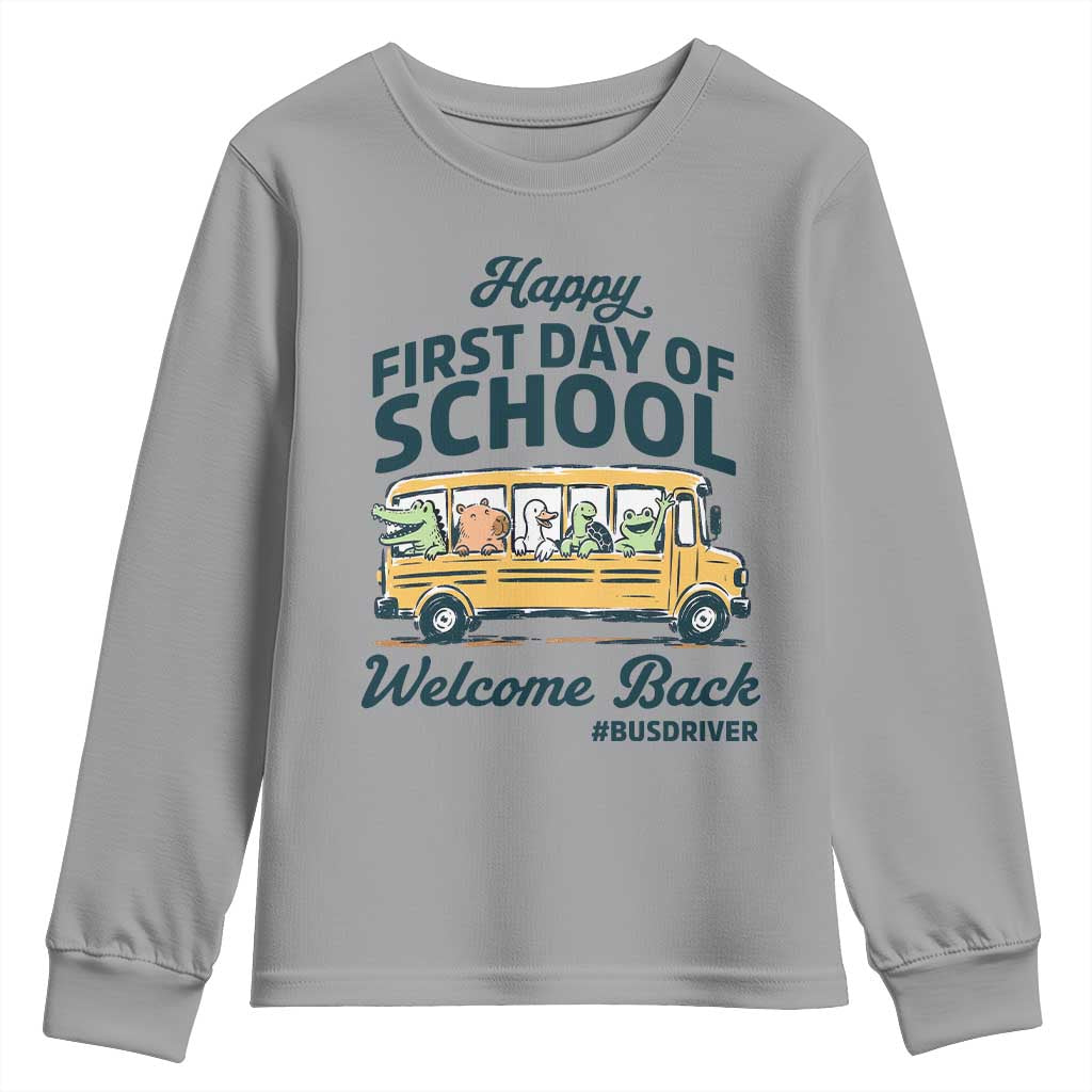 School Bus Driver Gift Youth Sweatshirt Happy First Day Of School