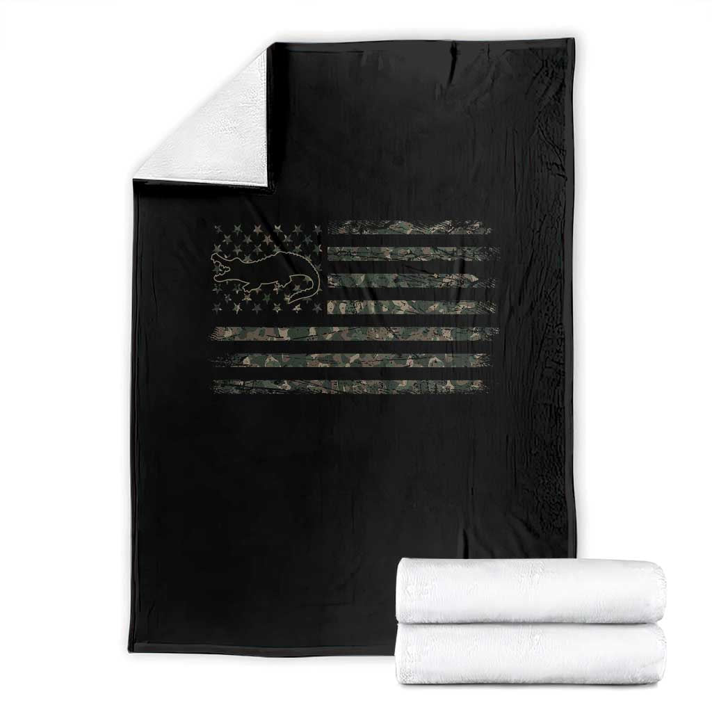 Alligator Hunting Camo American Flag Throw Blanket Louisiana Bayou Hunter Gift TS12 Black Print Your Wear