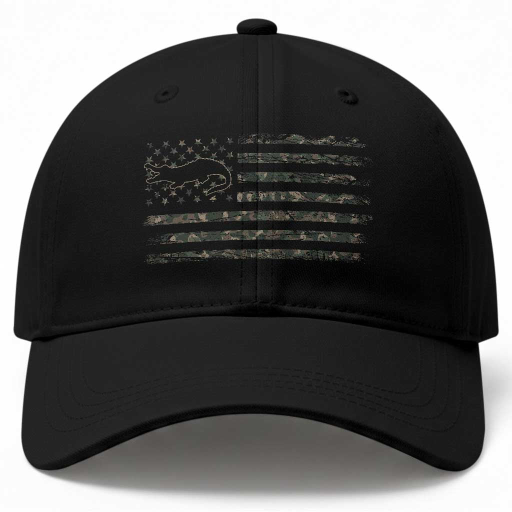 Alligator Hunting Camo American Flag Baseball Cap Louisiana Bayou Hunter Gift TS12 Print Your Wear