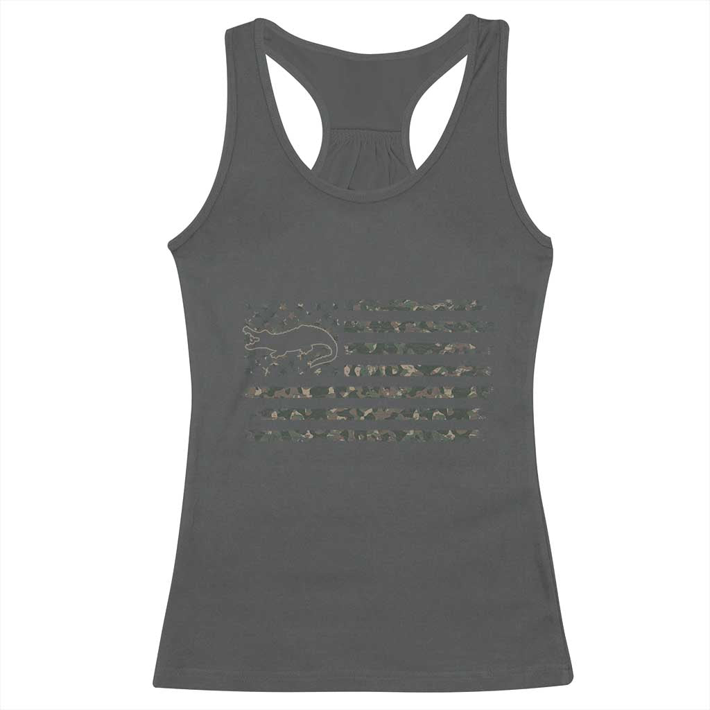 Alligator Hunting Camo American Flag Racerback Tank Top Louisiana Bayou Hunter Gift