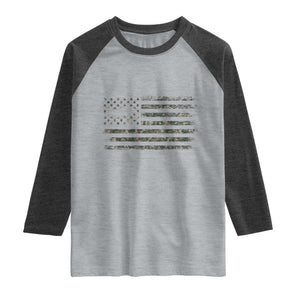 Alligator Hunting Camo American Flag Raglan Shirt Louisiana Bayou Hunter Gift