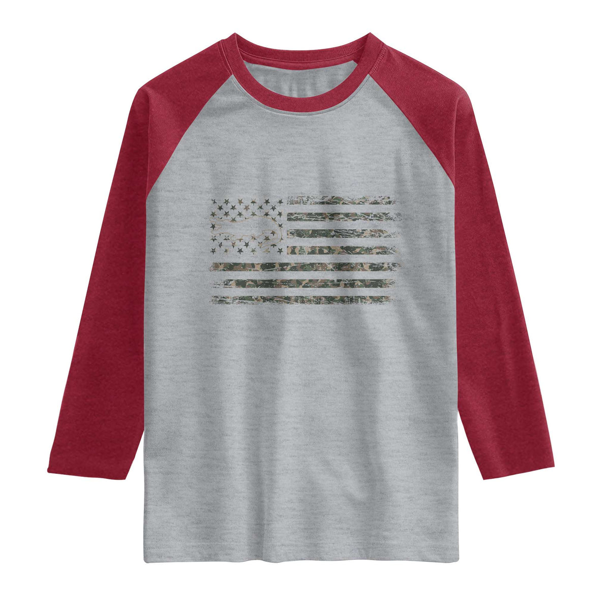 Alligator Hunting Camo American Flag Raglan Shirt Louisiana Bayou Hunter Gift