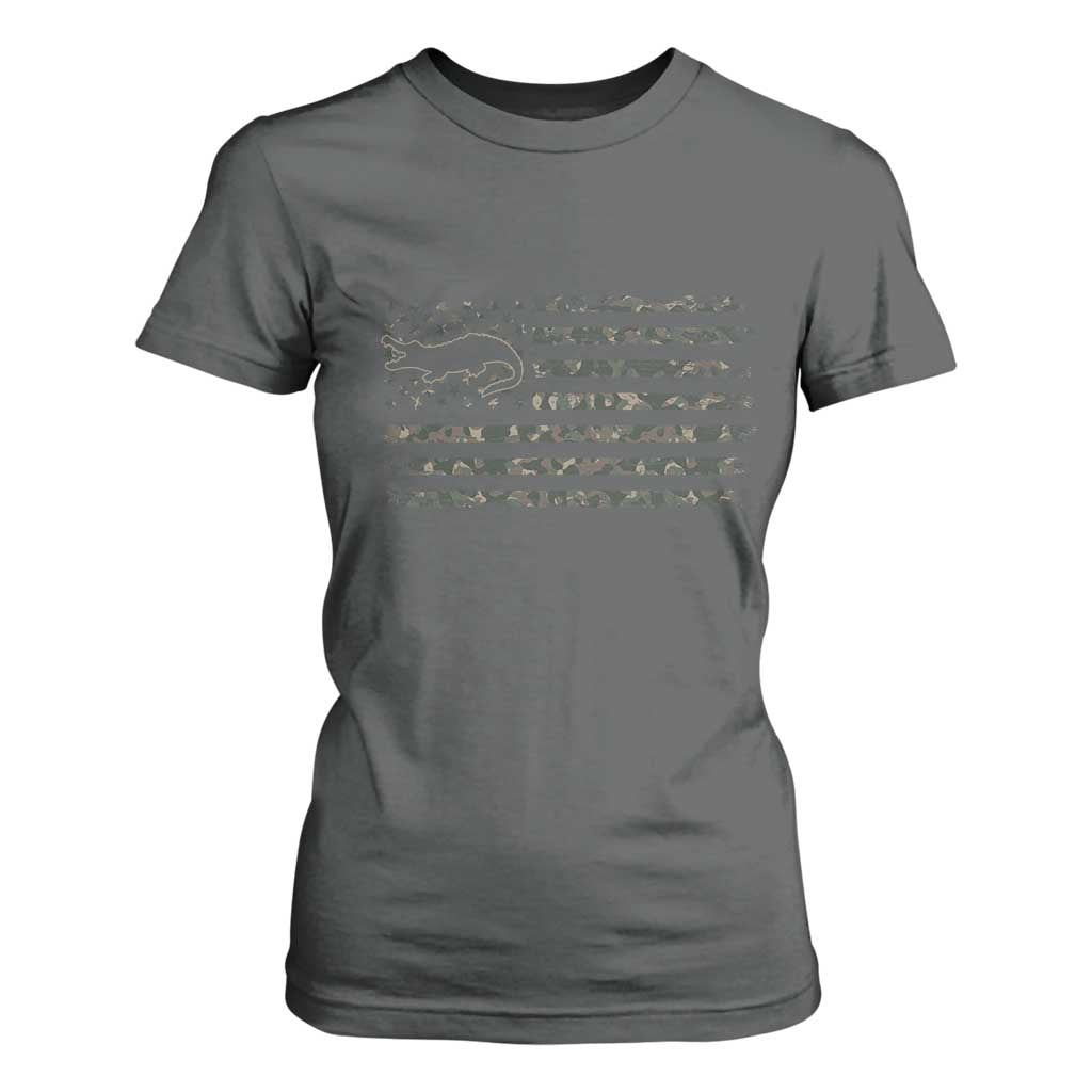 Alligator Hunting Camo American Flag T Shirt For Women Louisiana Bayou Hunter Gift